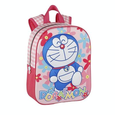 Mochilita Doraemon Flower Power 3D EVA. Interior totamente forrado y personalizado. Espaldera y tirantes acolchados.