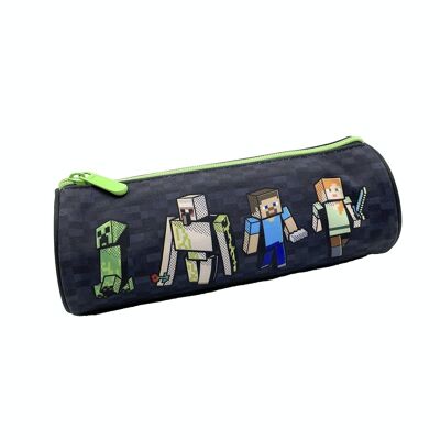 Minecraft Creeper round pencil case. Fully lined and personalized interior.
