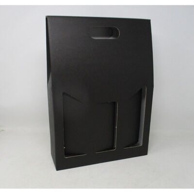Caja de cartón negra para 3 botellas