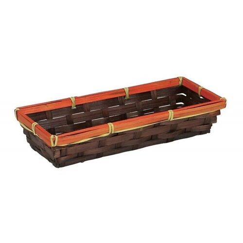 Corbeille en bambou chocolat et orange 24x10x5