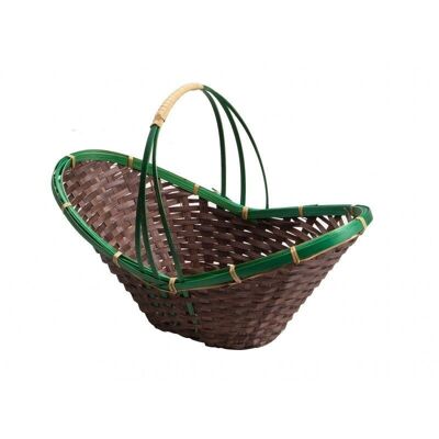 Brown and green tropical basket with handle