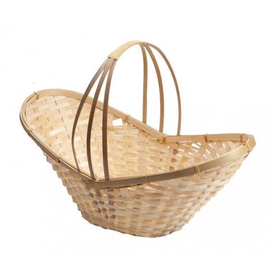 Tropical natural bamboo basket with fixed handle