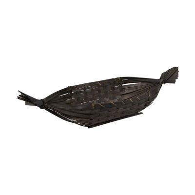 Bamboo gondola basket in anthracite color 49/63x23x10/17
