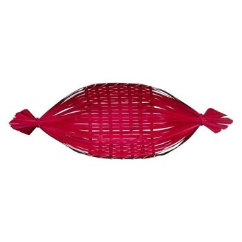 Corbeille gondole en bambou coloris rouge carmin 49/63x23x10/17 3