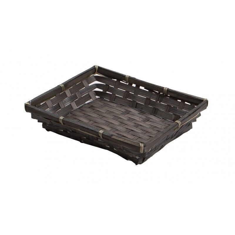 Rectangular anthracite bamboo basket 25x20x5