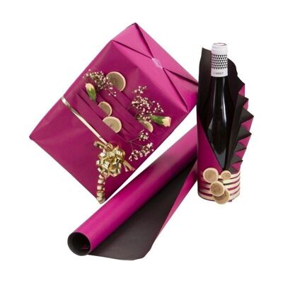 Papier cadeau kraft marron et rose 79X5000