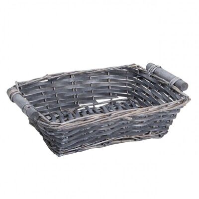 Gray wicker/wood basket