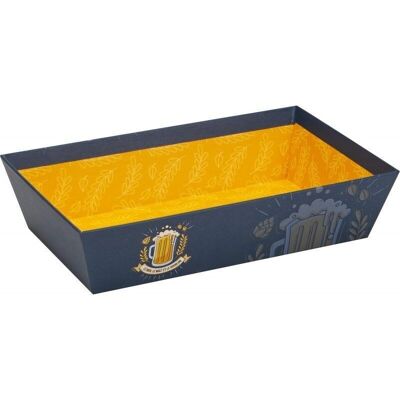 Cesta de cartón reforzado FSC azul/amarillo 'cerveza'