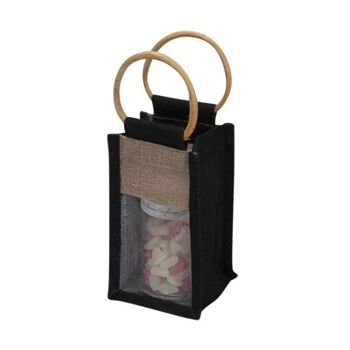 Sac en jute naturel/noir + fenetre PVC  10,5x10x18/28 4