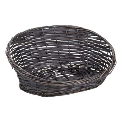 Traditional asymmetrical gray wicker splint basket 33x28x5/15