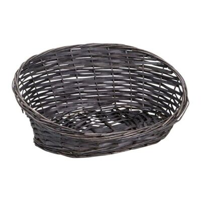 Traditional asymmetrical gray wicker splint basket 40x33x6/17