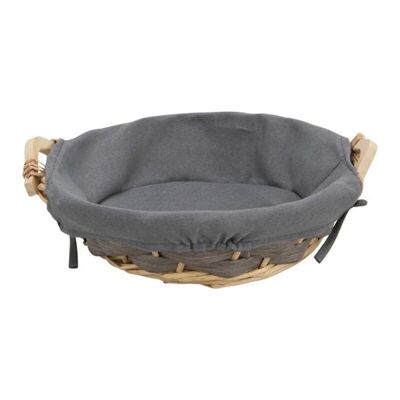 Round Gray Wicker Basket Gray Fabric Traditional Ø30/35x9