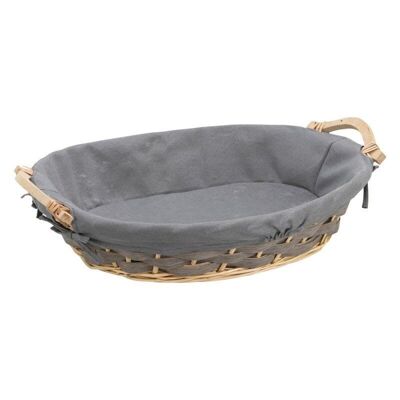 Oval basket Gray wicker Traditional gray fabric 52/56x43x13