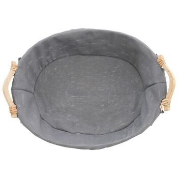 Corbeille ovale Osier gris Tissu gris  Traditionnelle 52/56x43x13 3