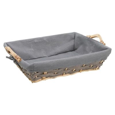 Rectangular basket Gray wicker Traditional gray fabric 46/50x35x12