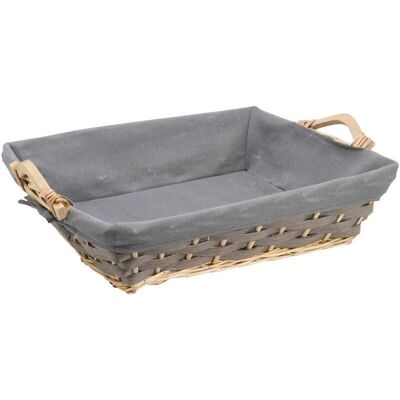 Rectangular basket Gray wicker Traditional gray fabric 54/58x40x12