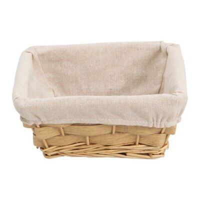 Basket Natural wicker Traditional beige fabric 22x22x9