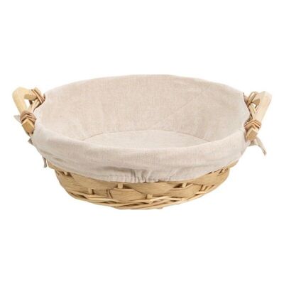 Round Basket Natural wicker Traditional ecru fabric Ø34/39x11