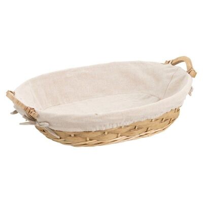 Oval basket Natural wicker Traditional ecru fabric 52/56x43x13