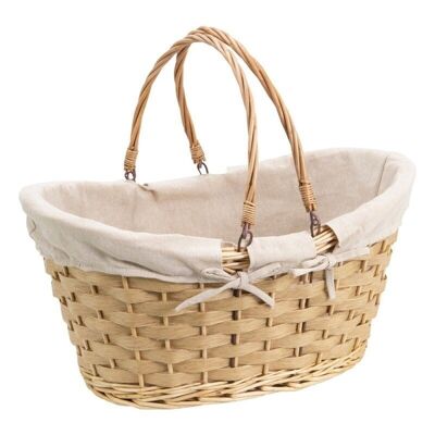 Oval basket Natural wicker Natural fabric 50x37x20