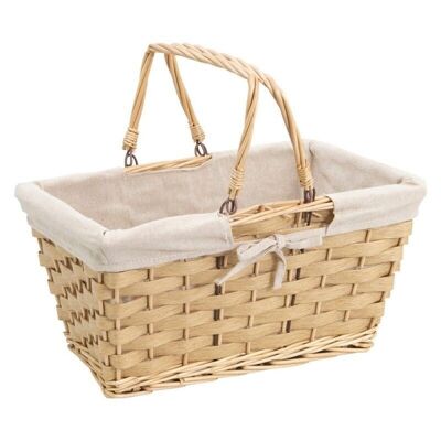 Rectangular basket Natural wicker Natural fabric 40x25x20