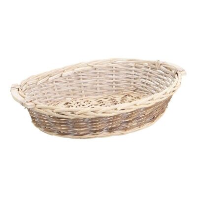 Oval basket Eclisse of natural wicker aspect ceruse 46/50x36x12