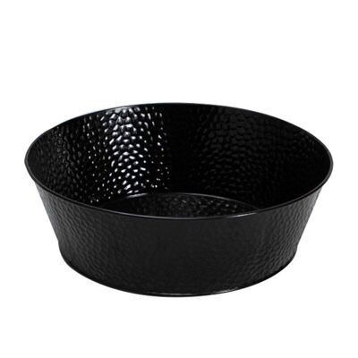 Round metal bin with black zinc look