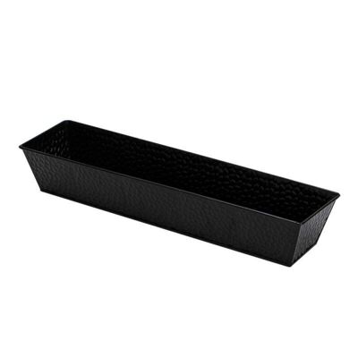 Cesta rectangular de metal con aspecto de zinc negro