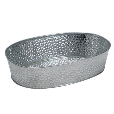 Oval metal basket with gray zinc look 30x20x7