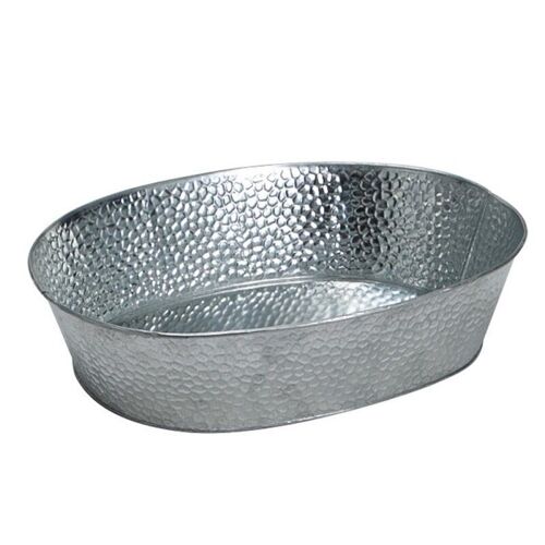 Corbeille ovale en metal aspect zinc gris