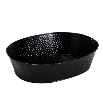 Oval basket in metal with black zinc look