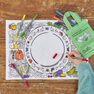 Color In Garden, Grow, Eat Set de table cadeau réutilisable pour enfants
