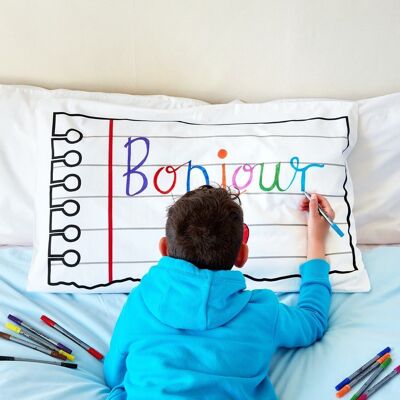 Funda de almohada Color In Doodle Notebook Ropa de cama creativa para niños
