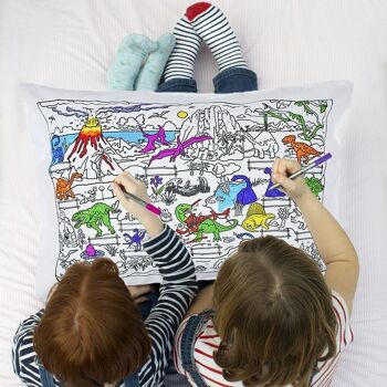 Taie d'oreiller dinosaure à colorier Linge de lit créatif pour enfants 5