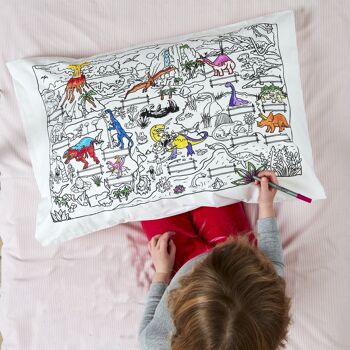 Taie d'oreiller dinosaure à colorier Linge de lit créatif pour enfants 6