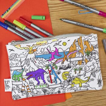 Trousse à crayons à colorier en forme de dinosaure Cadeau durable pour enfants 7