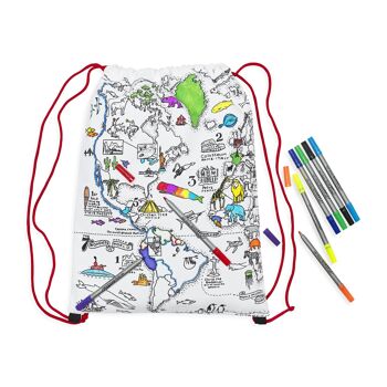 Color In World Map Sac à dos Cadeau durable pour enfants 7