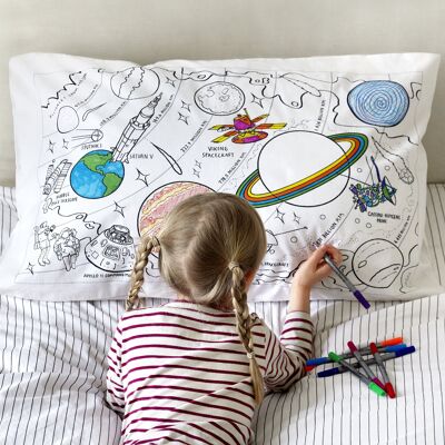 Funda de almohada Color In Space Explorer Regalo creativo para niños