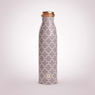 Botella de agua de cobre puro marroquí gris liso sin costuras