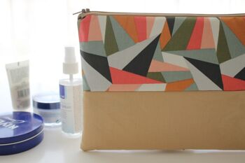 Pochette zippée Maya triangles beiges 1