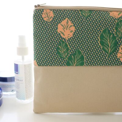 Pochette zippée Maya feuilles vertes