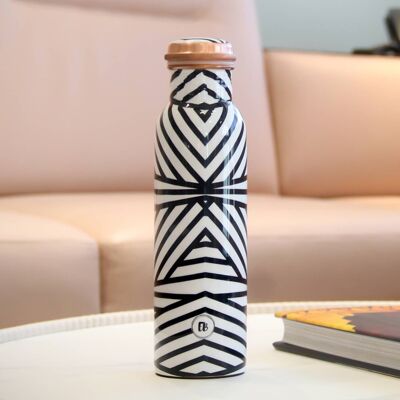 White Abstract Pure Copper Water Bottle