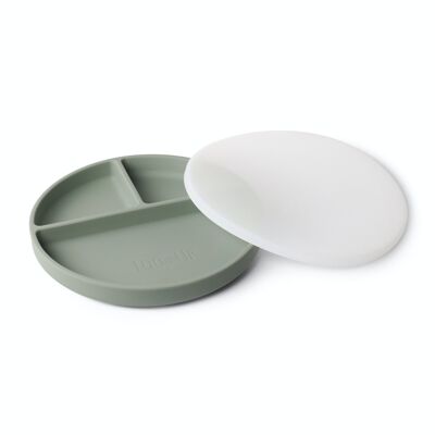 Plat à compartments et couvercle en silicone alimentaire Sauge