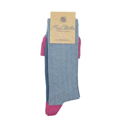 Miss Blue-Fuchsia Spike High Cane Socke
