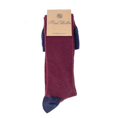 Chaussettes hautes Miss Burgundy-Navy Spike High Cane