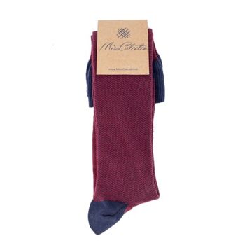 Chaussettes hautes Miss Burgundy-Navy Spike High Cane 1