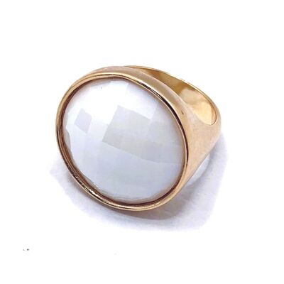 Pearly Gemstone Small Ring - Pearly Porcelain