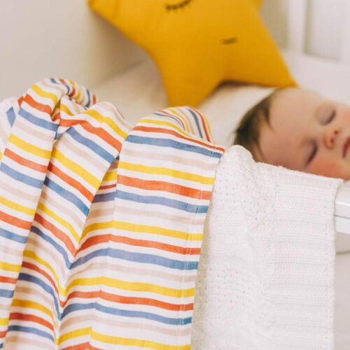 Rainbow Stripe Muslin Blanket