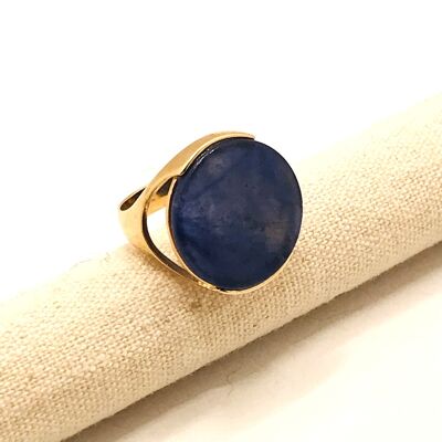 Geometric Circular Gemstone Ring - Sodalite