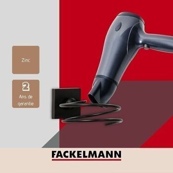 Support sèche cheveux en zinc noir mat Fackelmann New York 7